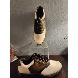 New FootJoy FJ Green Joy Saddle Golf Shoes Men’s‎ 9 M White Brown Black 45515